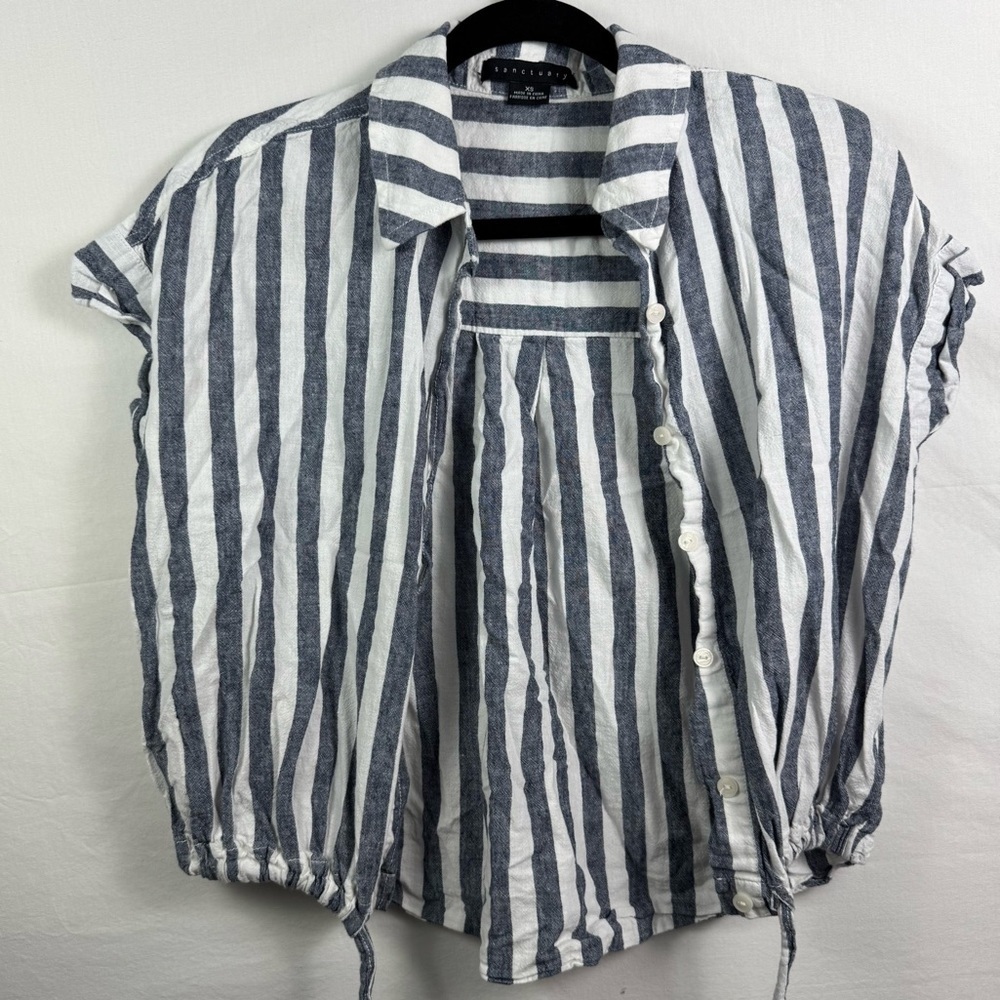 Sanctuary Women's Linen Blend Striped Knit Top Womens Size XS